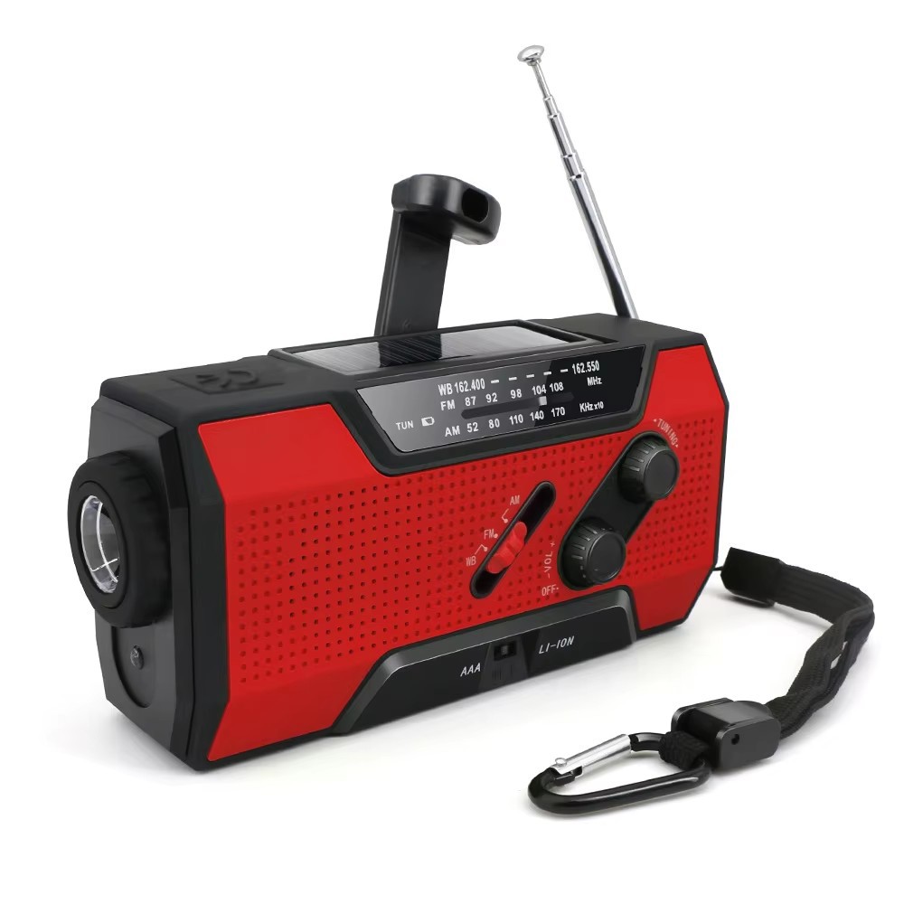 TK Radio Meteorológica de Emergencia Portátil con NOAA/AM/FM USB/Solar/Recargable Manivela SOS Sirena y LinternaRadio Meteorológica de Emergencia