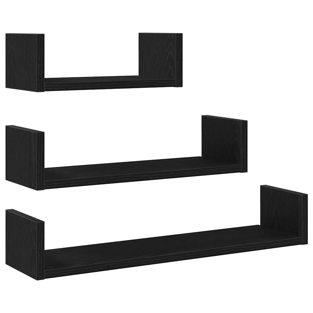 vidaXL Estantes de pared 3 unidades madera de ingeniería Multicolor