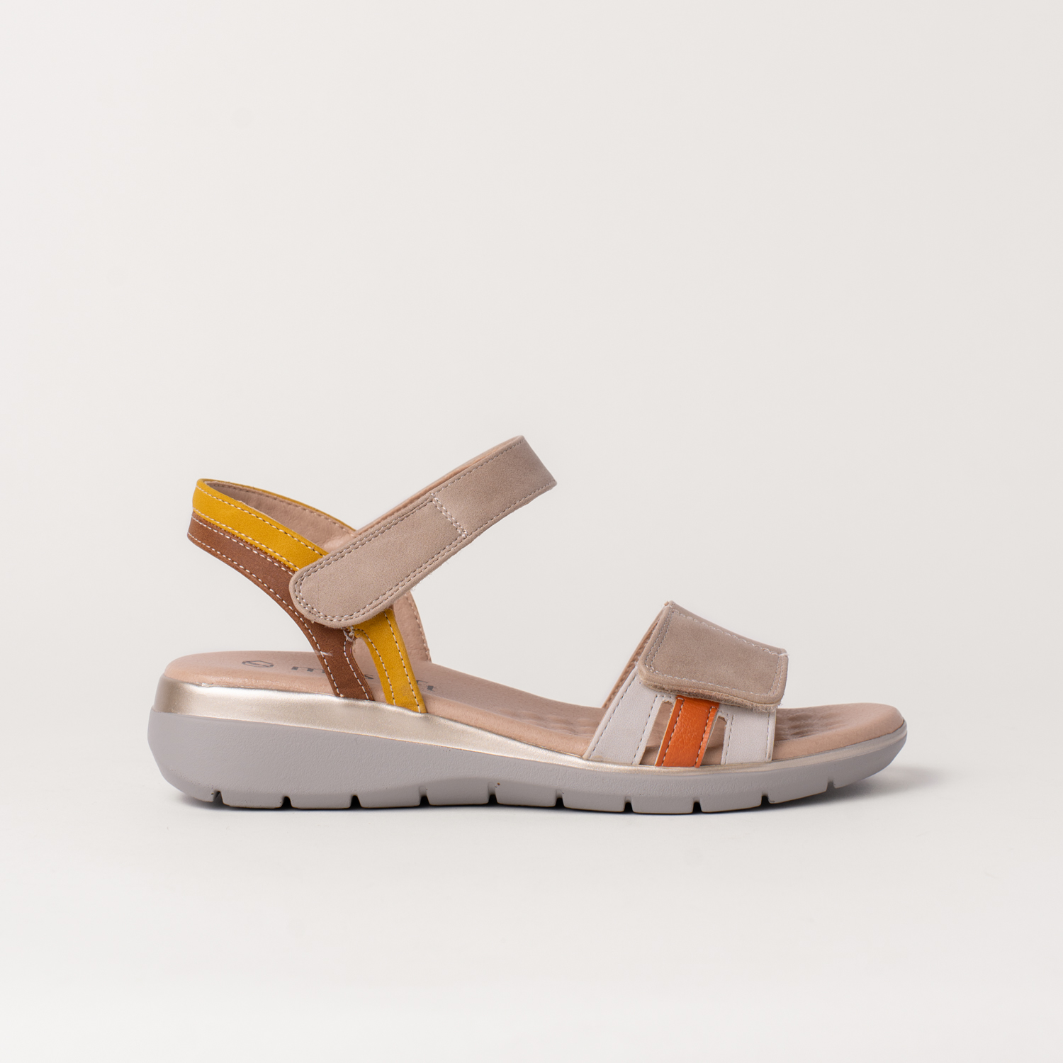 Mysoft 25M002 Sandalias con cuña de mujer multicolor cierre velcro