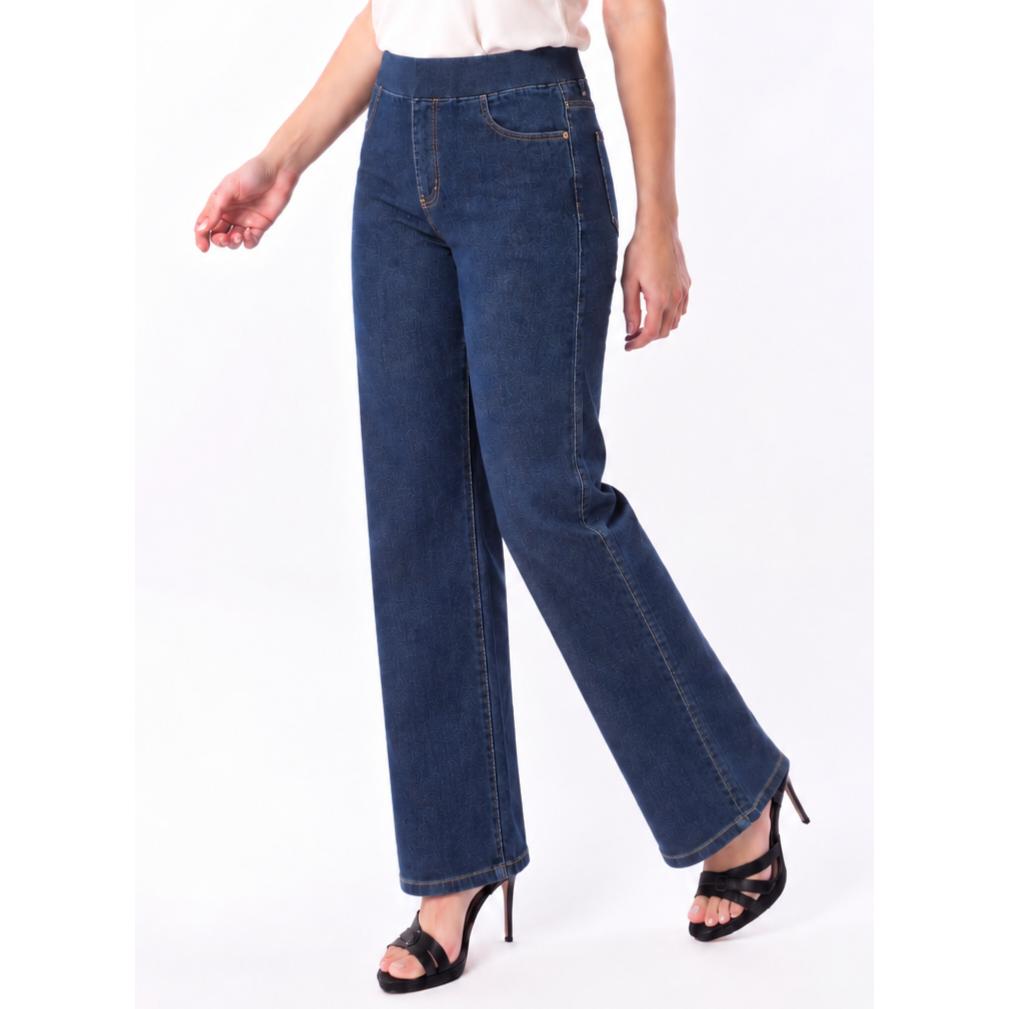 Pantalón Vaquero Corte Recto con Goma de Mujer - Youline
