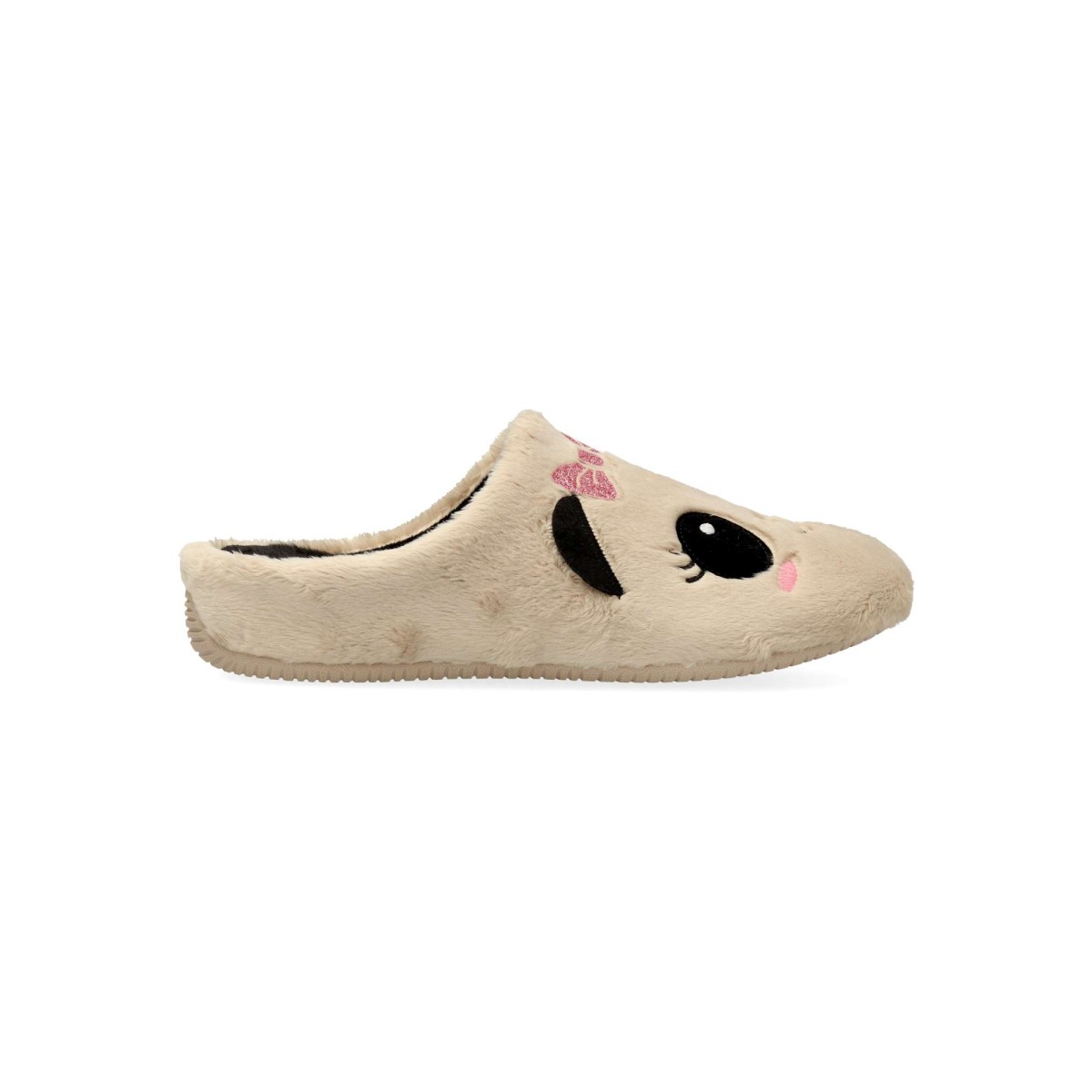 Garzón - Zapatillas de casa mujer modelo Oso Panda acolchadas suaves antideslizantes color tierra-negro hechas en España