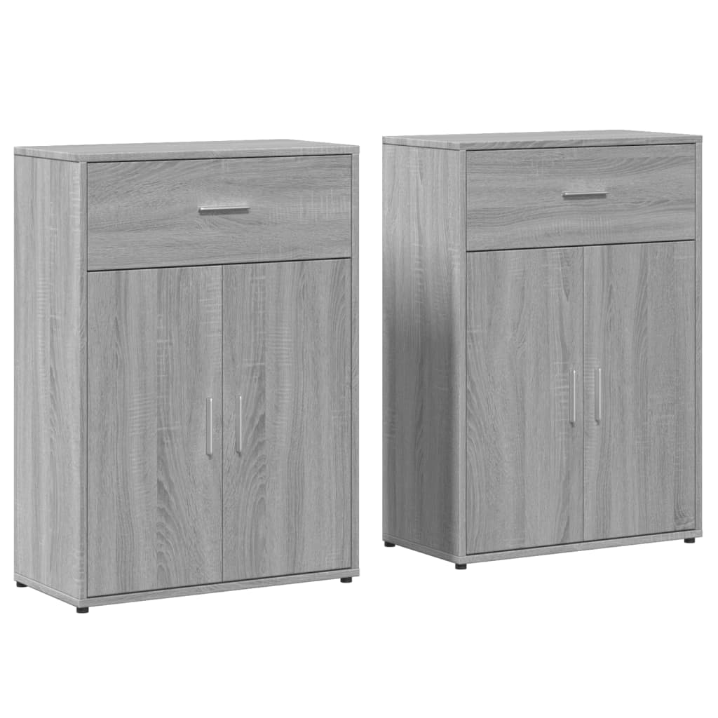 vidaXL Aparadores 2 uds madera de ingeniería 60x30x84 cm en color Roble ahumado/Gris sonoma/Roble Sonoma y más