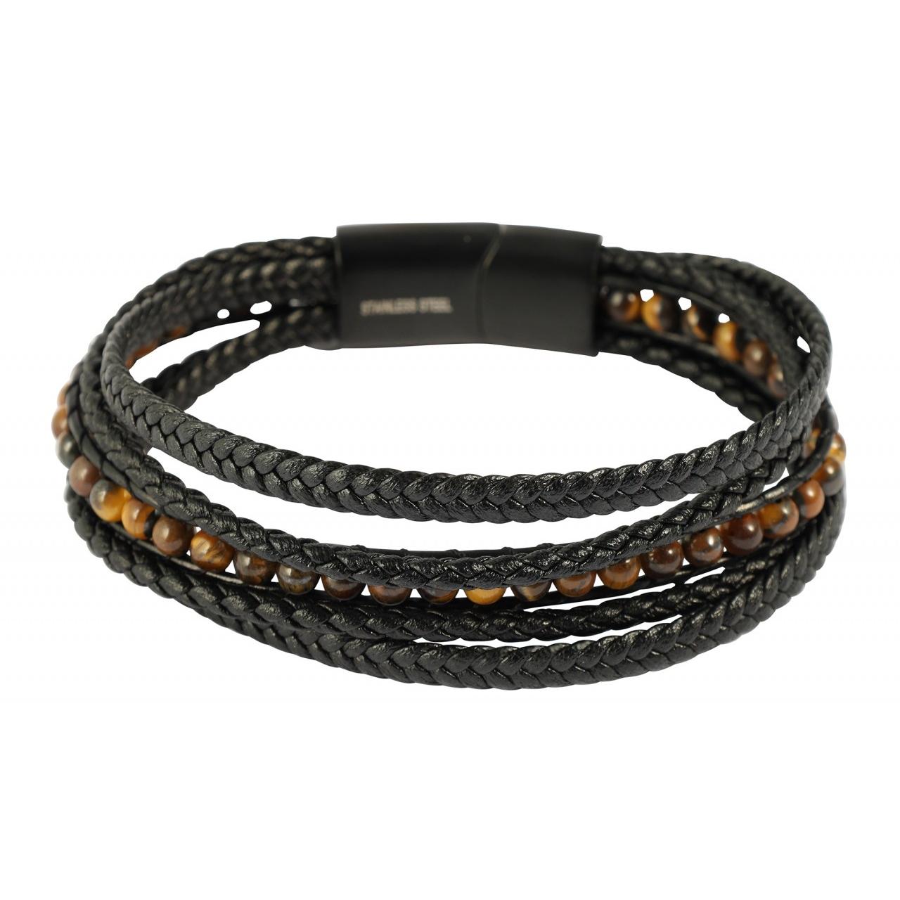 Akzent® Pulsera Natan em Pele Sintética com Pedras 21cm