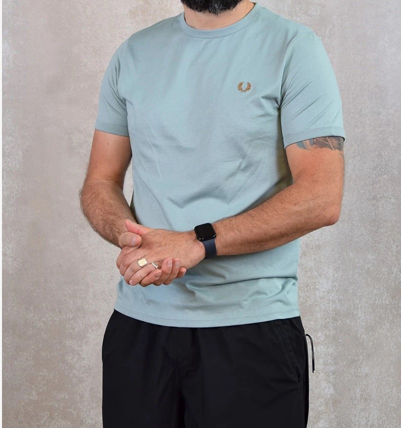 CAMISETA FRED PERRY M/C MINILOGO VERDE AGUA