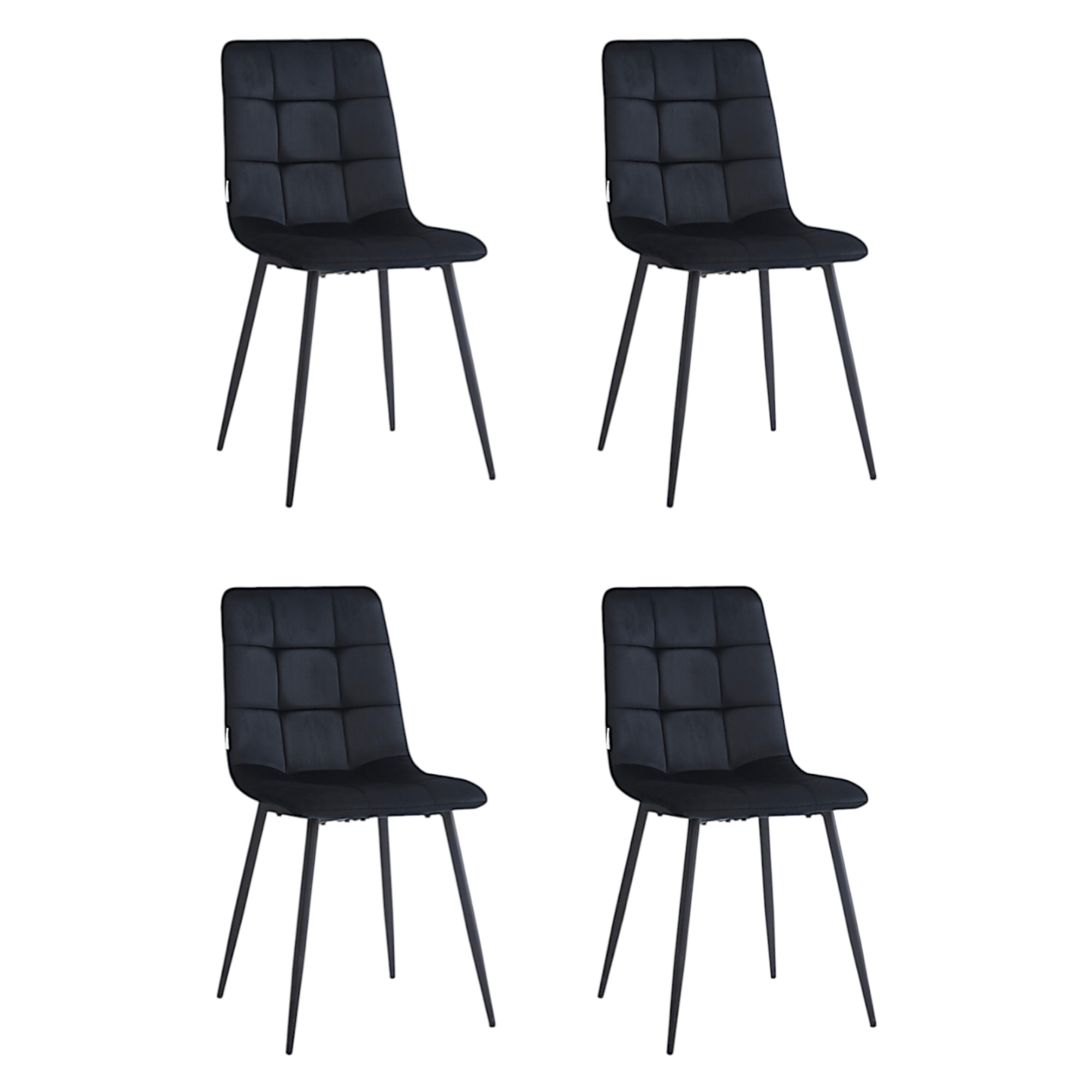 Minimal DECO  Pack de 4 Sillas Tapizadas de Comedor Estilo Moderno con Patas Metálicas Blancas o Negras, Varios Colores, 54 x 44 x 90 cm