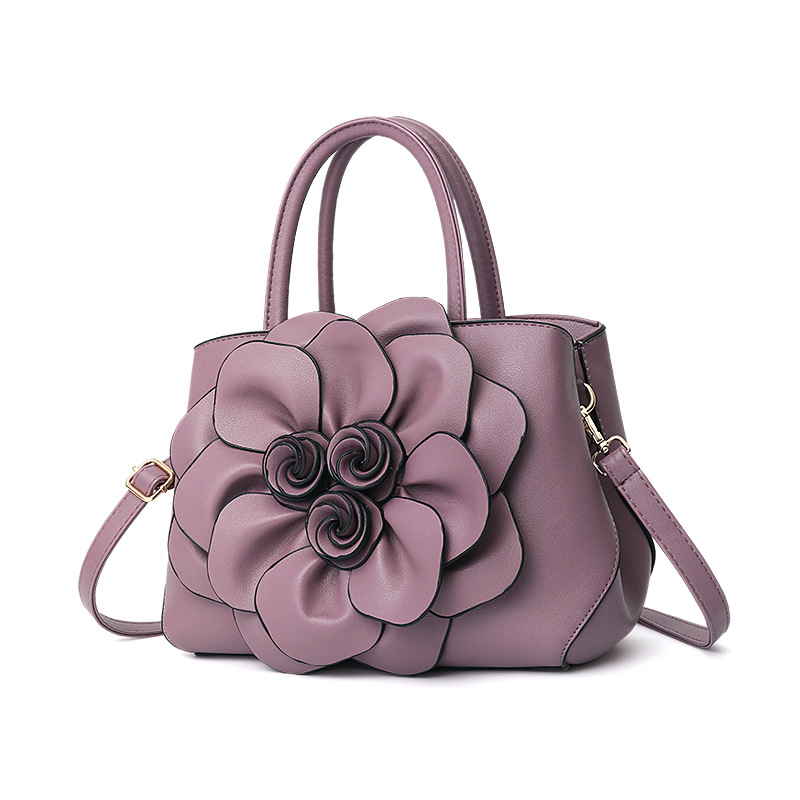 Bolso de mano con asa superior para mujer, bolso floral 3D, de piel sintética, bolso de hombro cruzado