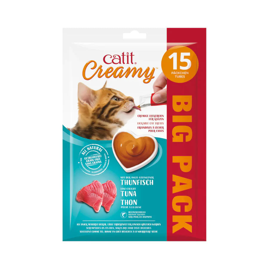 Snacks cremosos para gatos Catit Creamy – 15 Tubos Atún