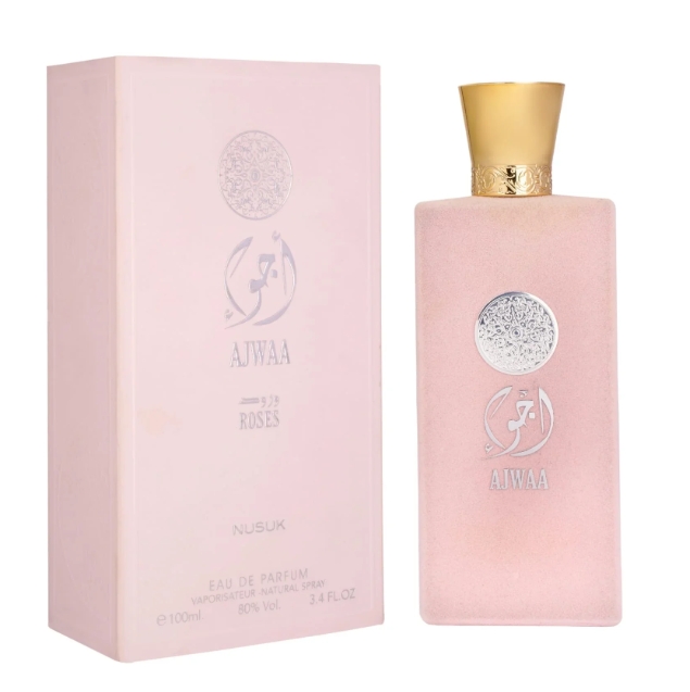 Perfume arabe de mujer Ajwaa Roses Nusuk 100ml,Fragancia femenina floral, duradera, intensa, Perfume oriental de mujer NOVEDAD