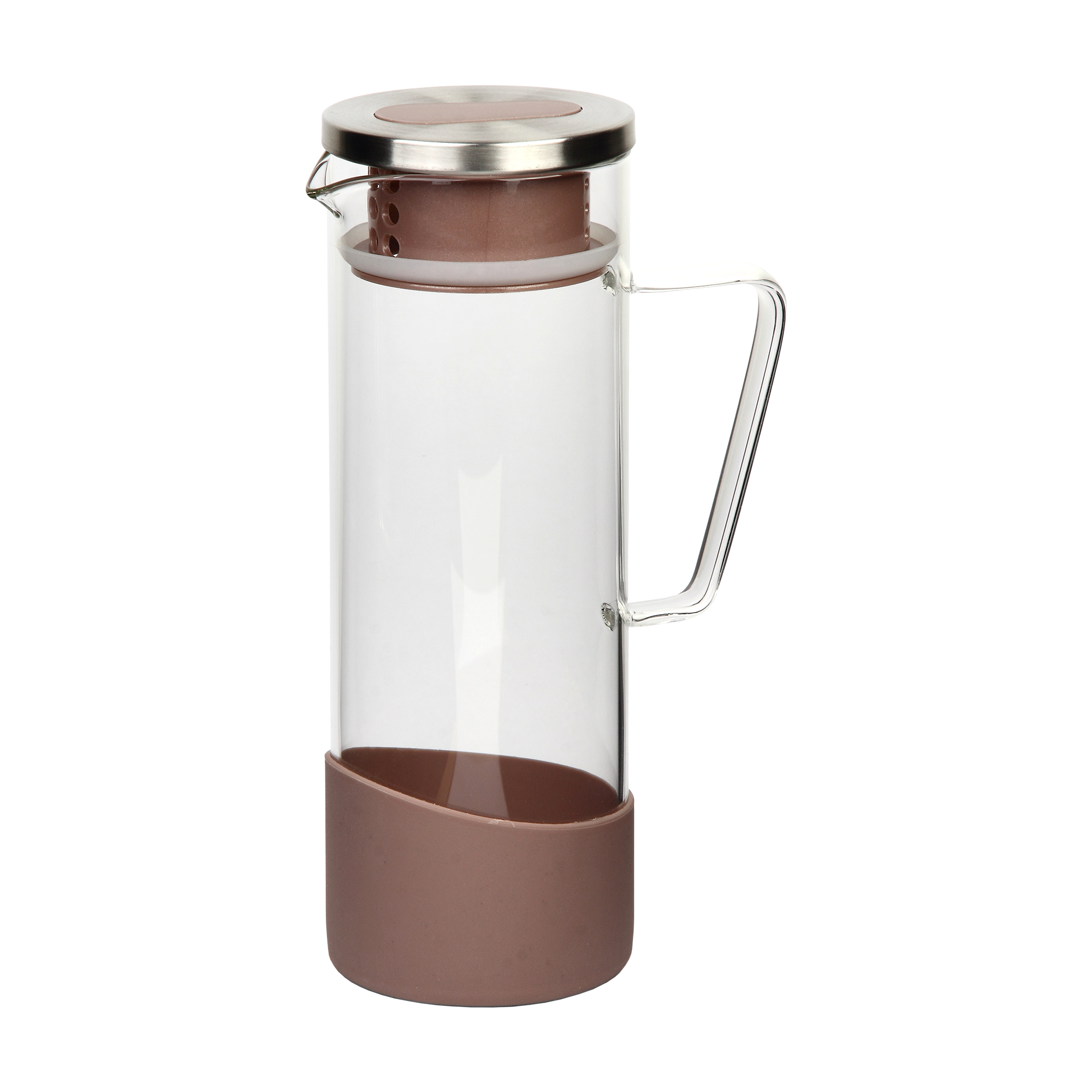 Cofan Jarra de cristal borosilicato | Capacidad 1300 ml | Medidas 27,5 x 16,5 cm ø 10 cm | Color Tierra