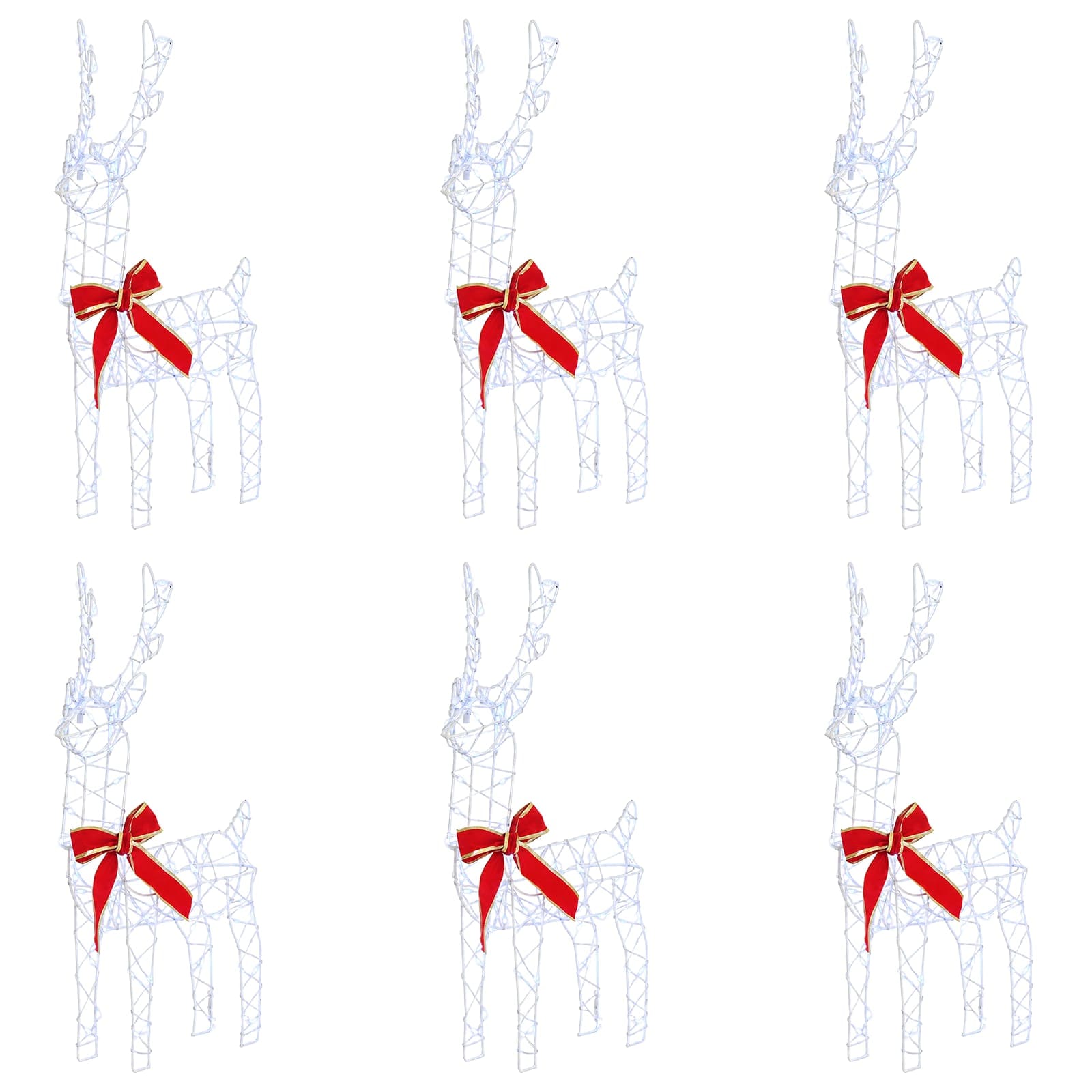 vidaXL Reno de Navidad 6 uds. 160 LED Multicolor 33 x 12 x 55 cm