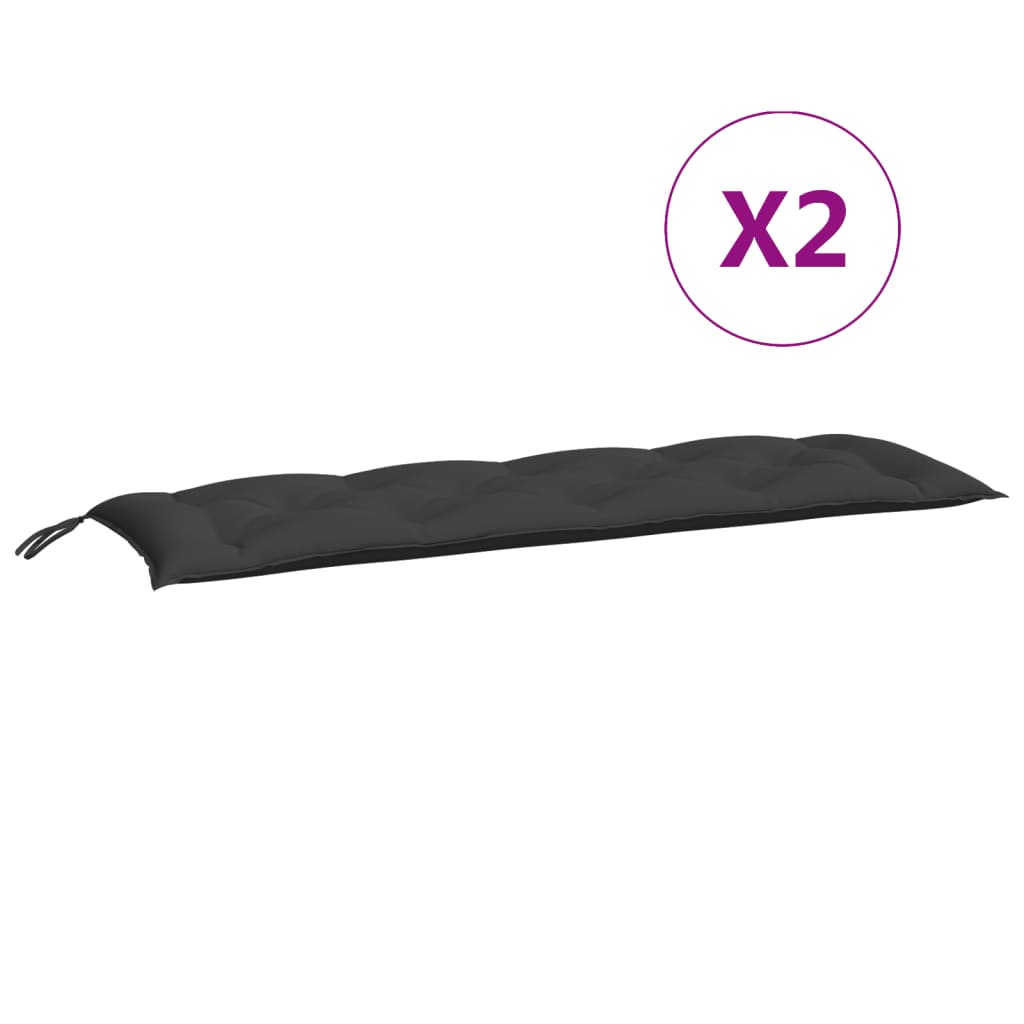 Vidaxl Cojines Banco Jardín 2 Uds Tela 150x50x7 Cm - Color Antracita, Crema, Negro