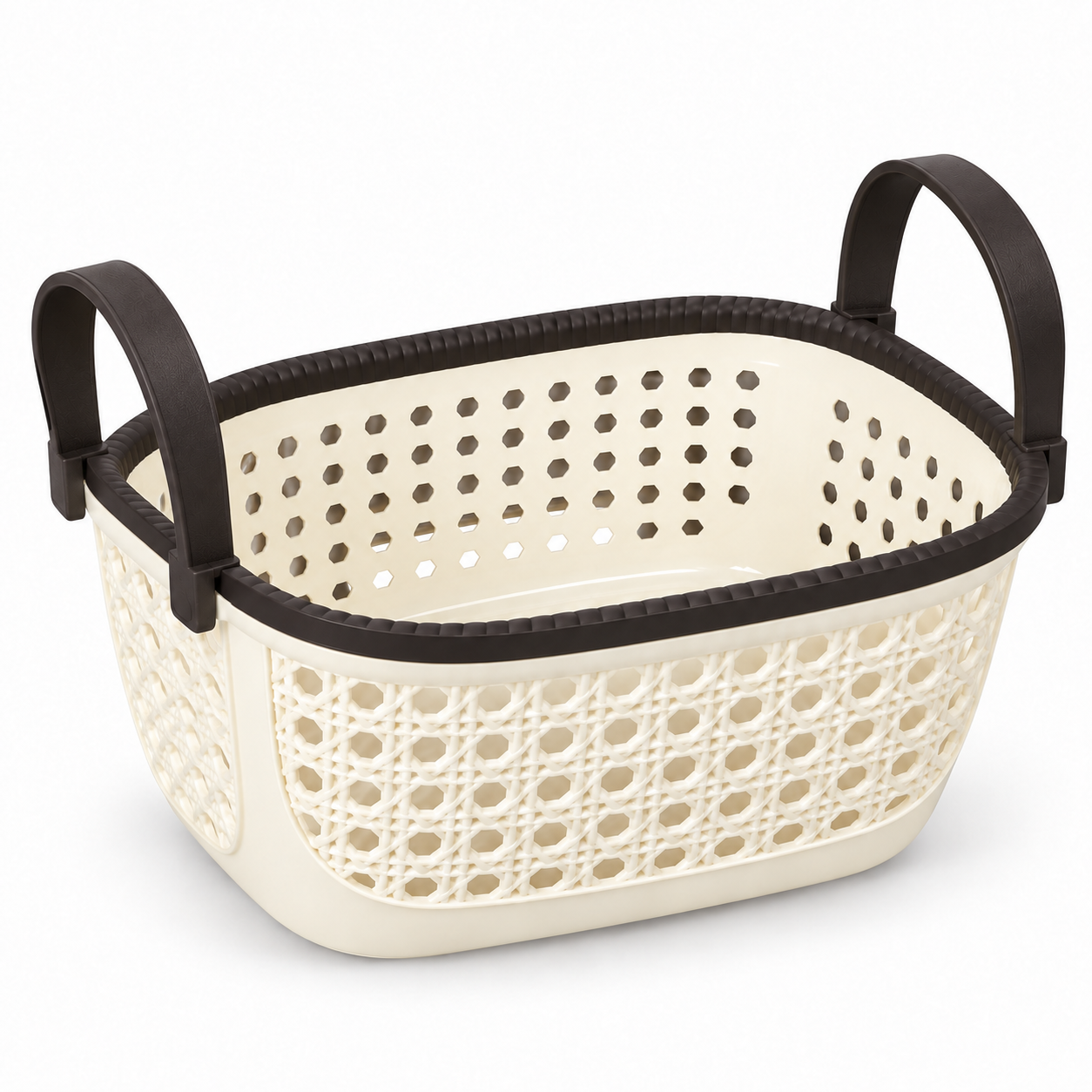 Set de Cestas Organizadoras Efecto Ratán con Asas Altas – 3 Tamaños – para Baño, Armario, Cocina y Dormitorio