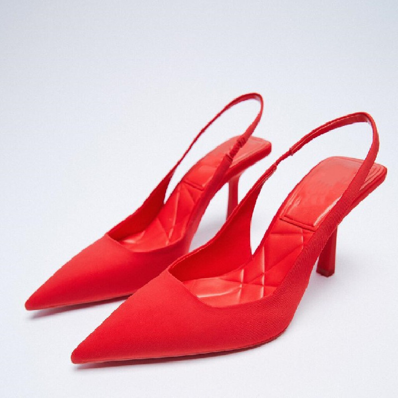 TK ZA nuevo Zapatos de mujer de Primavera y Verano con diamantes de Imitación Verdes, Zapatos de Boda de temperamento de moda, Mulas de Hada con Punta, Zapatos de Tacón alto, sandalias individuales.