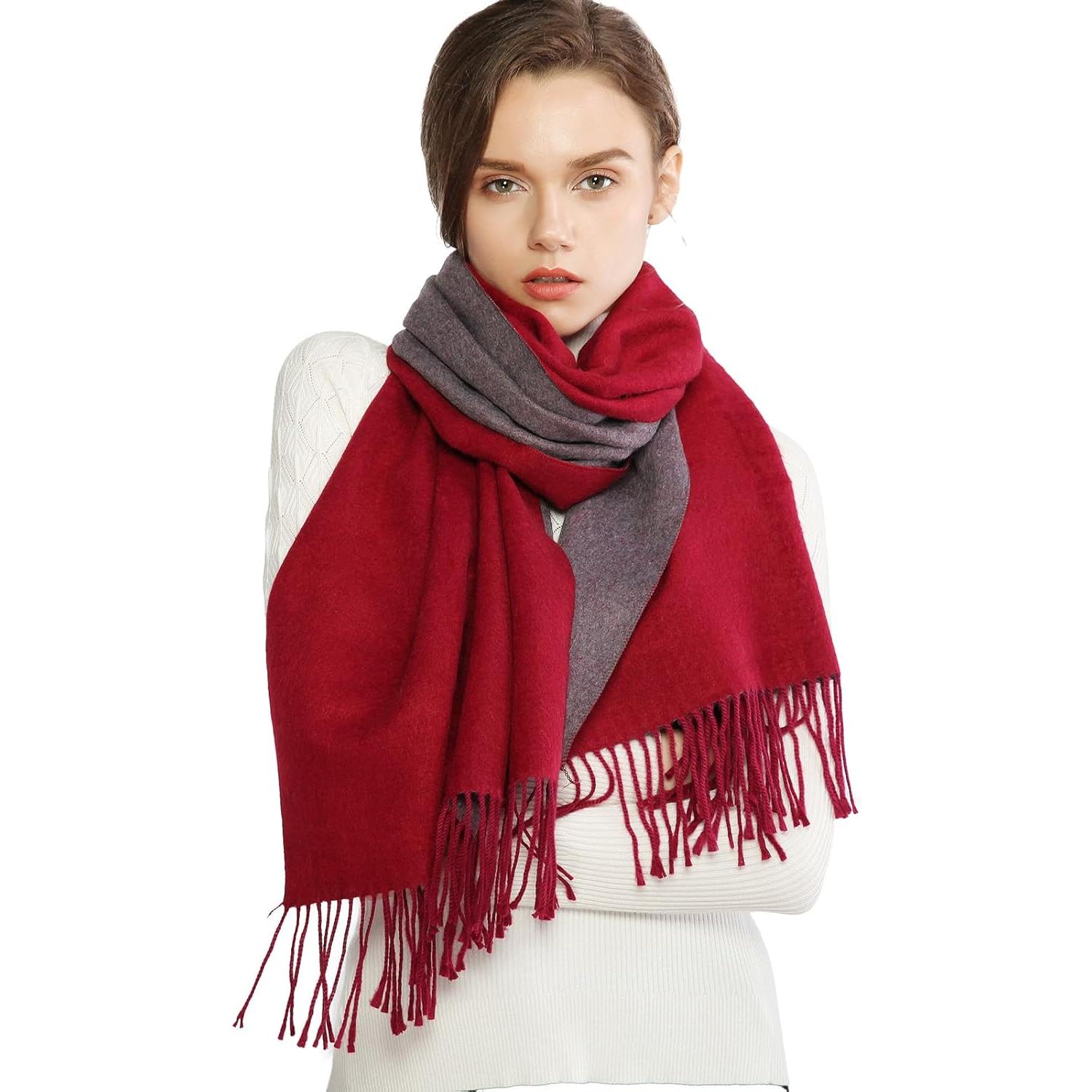 TK Cachemira Invierno Reversible Bufanda Pashmina Chal Mantón para Mujeres Más Grueso Cálida Grande Larga
