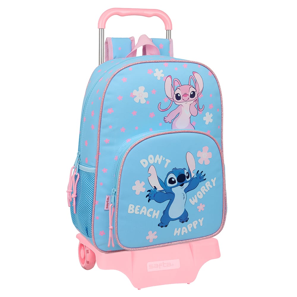 SAFTA | Mochila Escolar con Ruedas Stitch Compact Evolution Extraíble con Carro 705, Hombreras Ergonómicas Acolchadas, Portabotellas y Bolsillo Frontal Grande, Carro Ergonómica y Acolchada