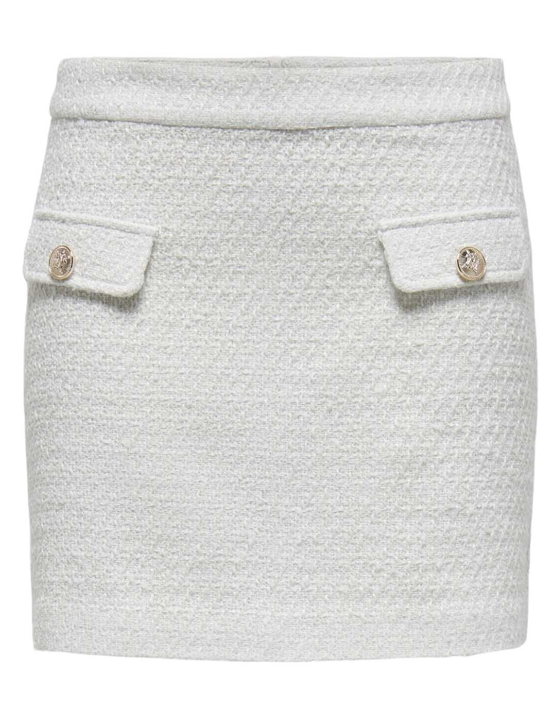 Minifalda Only Bonn blanca tejido tweed para mujer