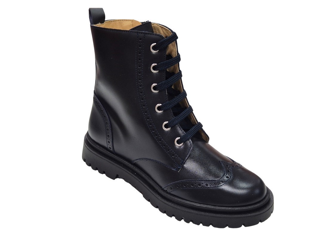 Botines De Piel Con Cremallera Para Niñas, Marca Andanines, En Color Marino O Negro. Andanines