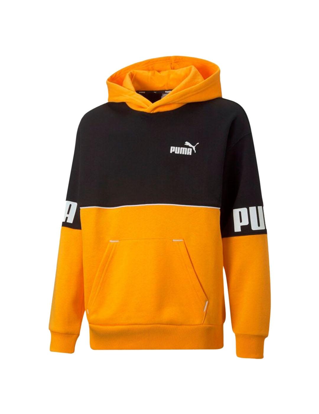 Puma Sudadera Niño Power Colourblock Negro Amarillo con Capucha