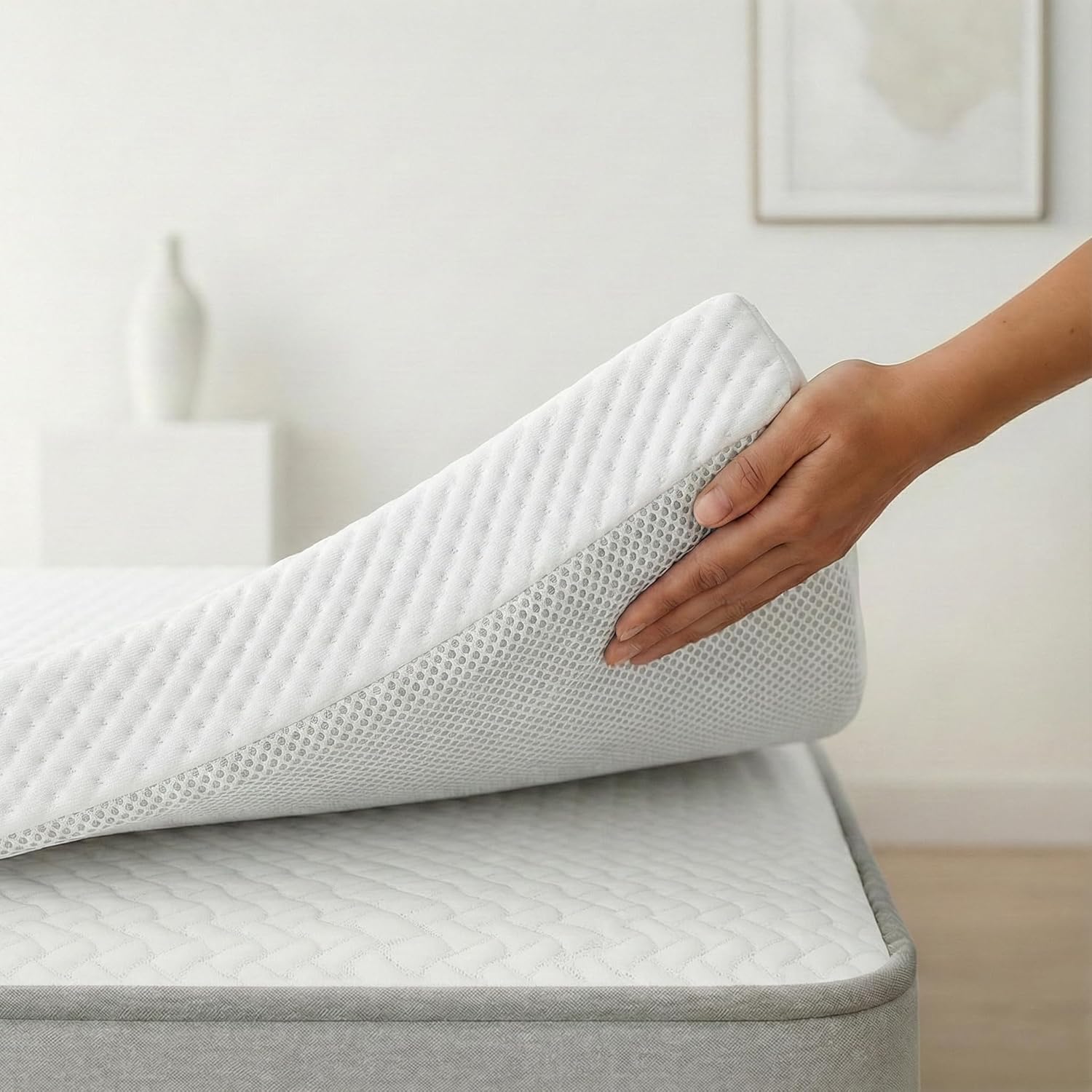 Topper Viscoelástico 100% Alta Densidad | Funda Transpirable, Desenfundable y Lavable | CertiPUR | Fabricado en España