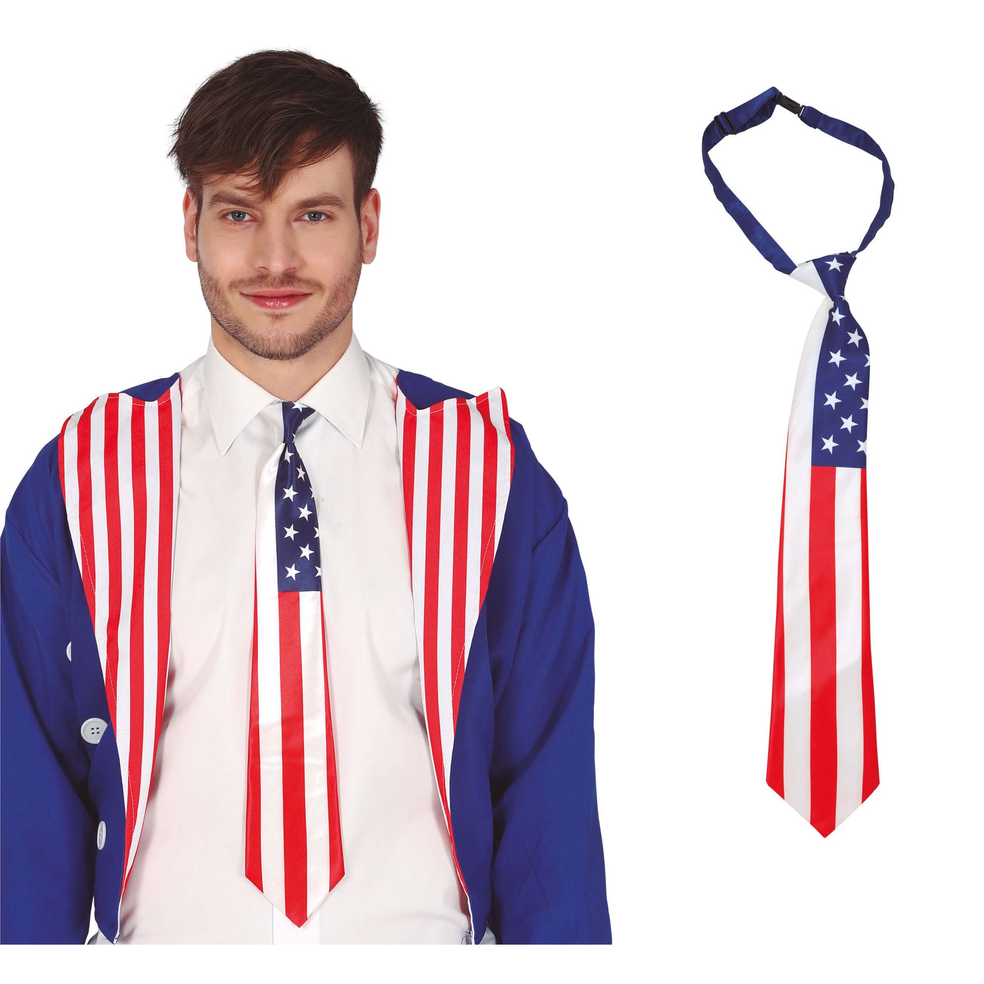 GUIRCA | Corbata bandera americana para adulto, corbata de fiesta llamativa, diseño patriótico con estrellas y rayas, ideal para disfraces y celebraciones temáticas