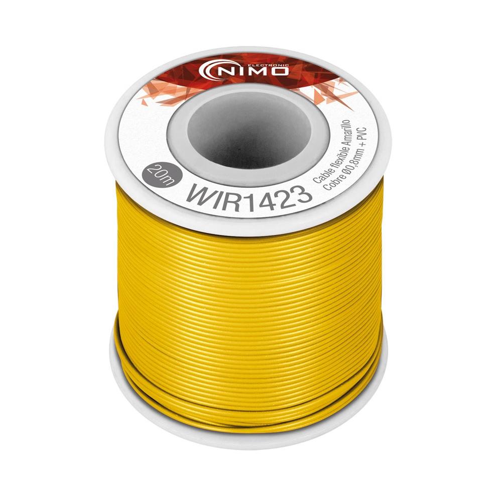Cable flexible 0,8mm, cobre estañado, Amarillo 20m