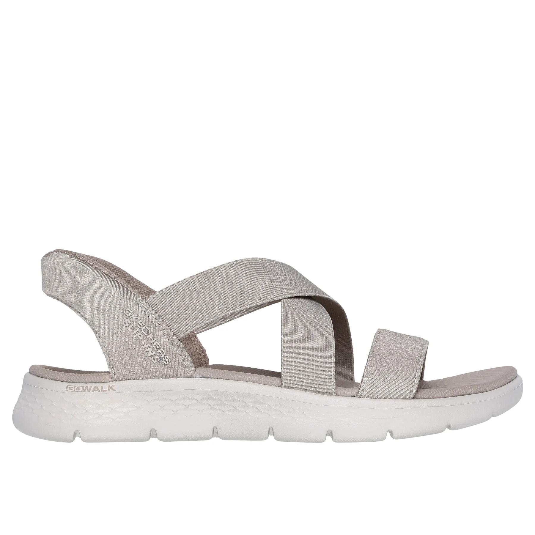 Skechers 141489 sandalia slip‑in de mujer con la amortiguación GO WALK en BBK (negro) y TPE (taupe).