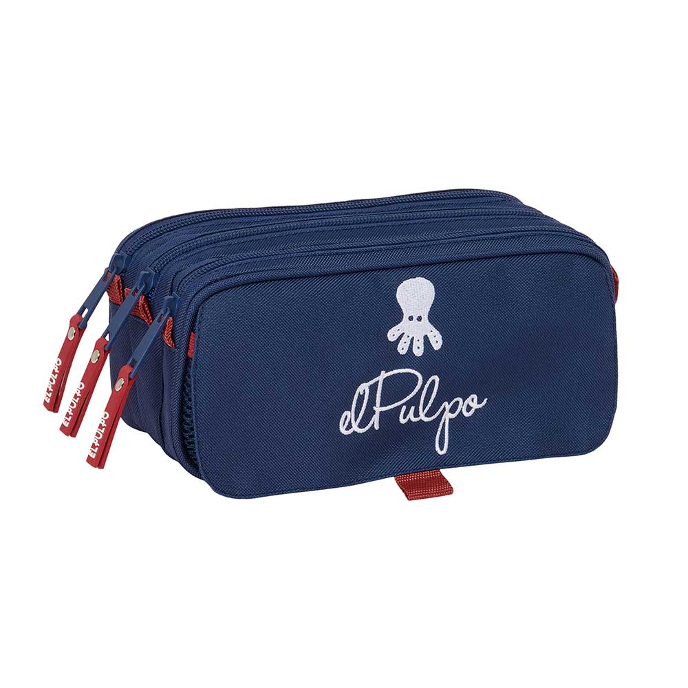 SAFTA | Portatodo Rectangular El Pulpo con Goma Elástica Trasera Estuche Escolar Organizador con 1 Compartimento y Cremallera, Acoplable a Cuaderno o Carpeta, Marino, Licencia Oficial, Vuelta al Cole