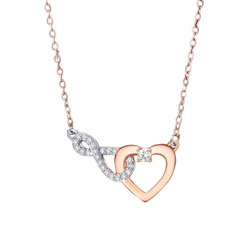 Collar con colgante entrelazado de personalidad simple y moderna con forma de 8 y amor eterno para el Día de la Madre. Proceso de separación de colores.