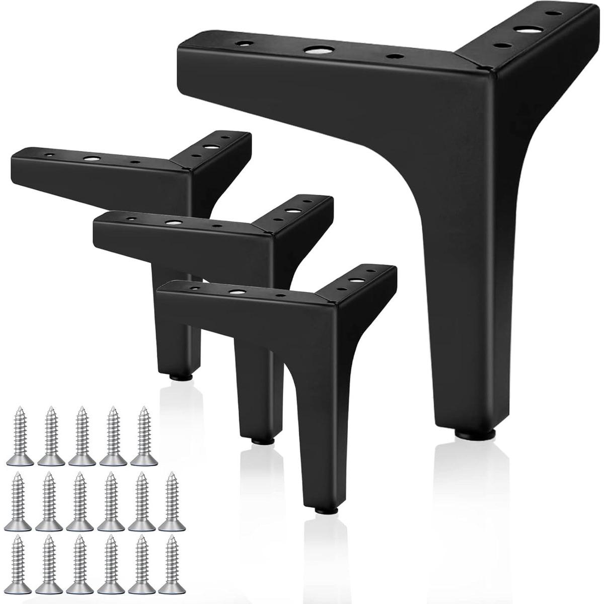 Juego de 4 patas negras para muebles - patas para muebles - patas triangulares de metal para muebles - patas para mesa de centro DIY - patas para sillas - patas para sofás - patas para muebles de cocina - negras - 10 cm