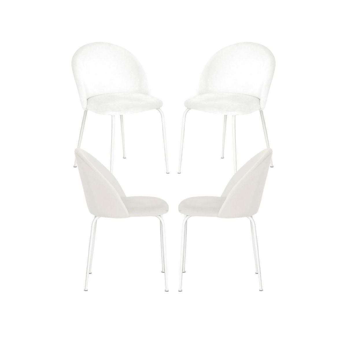 Regalos Miguel - Packs Sillas Comedor - Pack 4 Sillas White Dalnia Terciopelo - Blanco