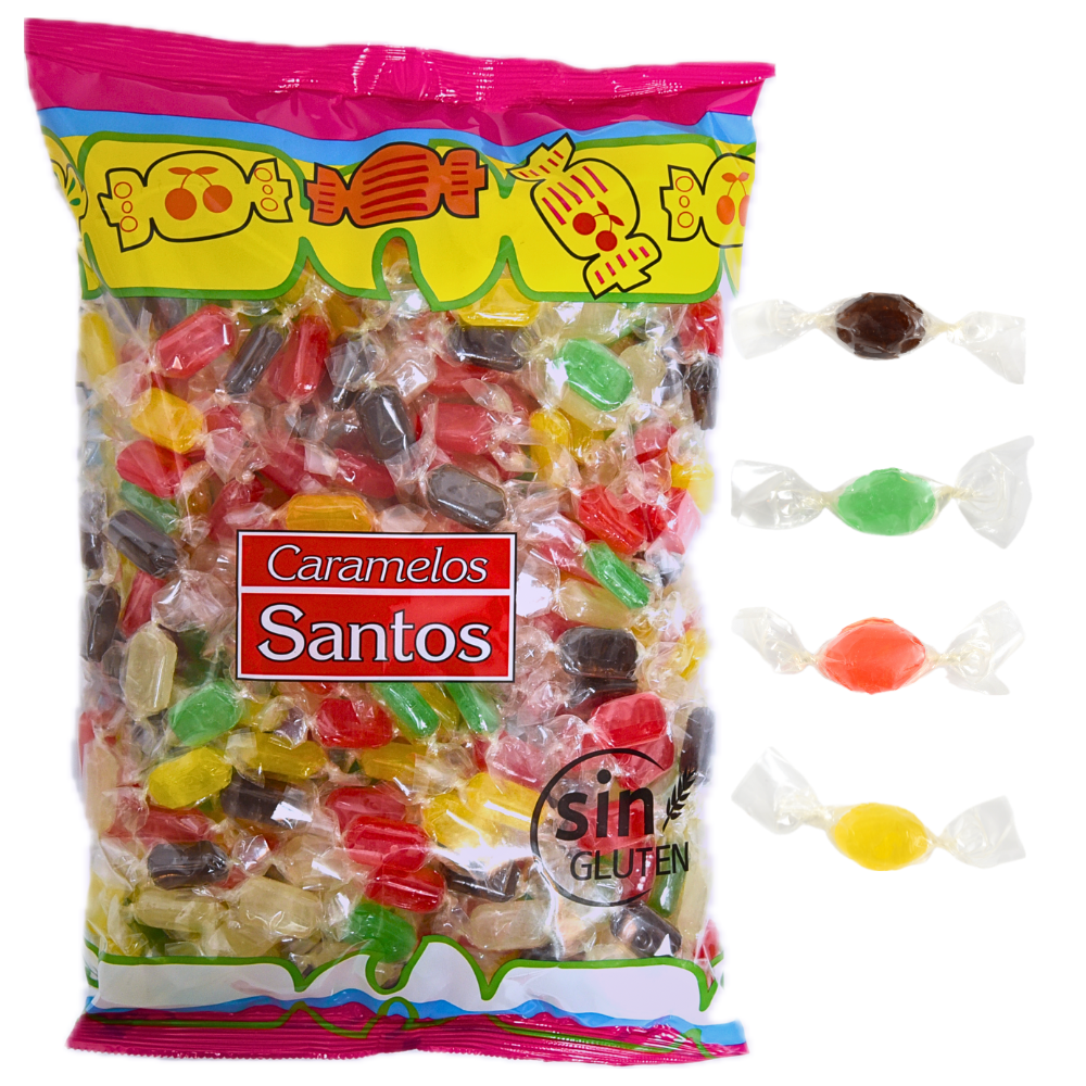 Caramelos de Colores con sabor a Frutas - Sin Gluten – Para piñatas, fiestas, eventos y halloween - Caramelos Santos