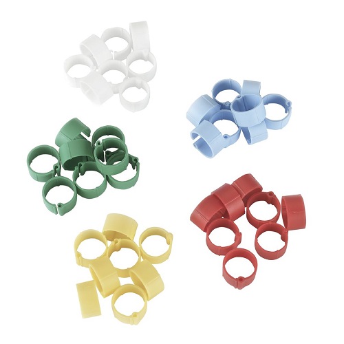 KERBL Anilla de Plástico para Identificación de Pollos, Pavos y Faisanes, Colores Variados, Ø 16 mm, Envase 100 uds
