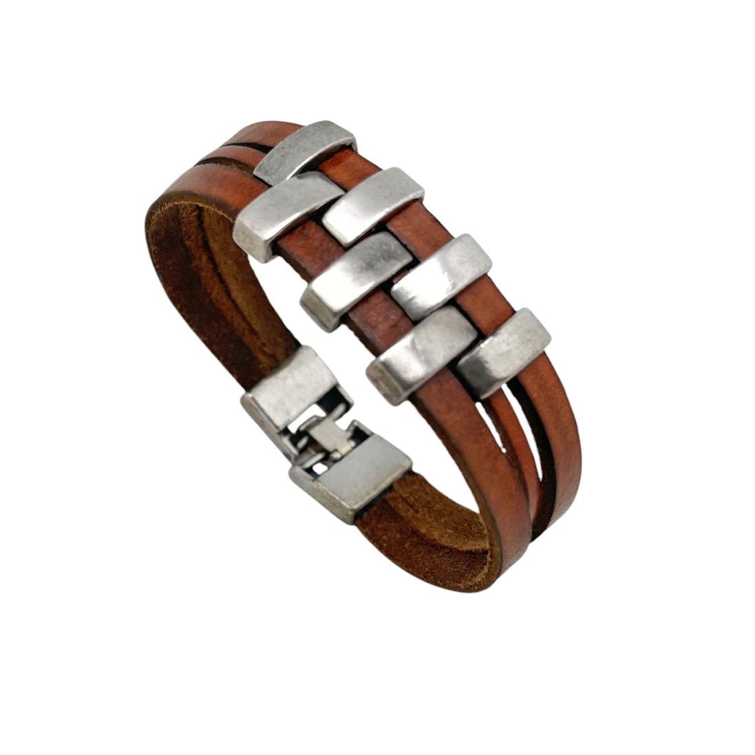 Pulsera Escala en cuero marrón