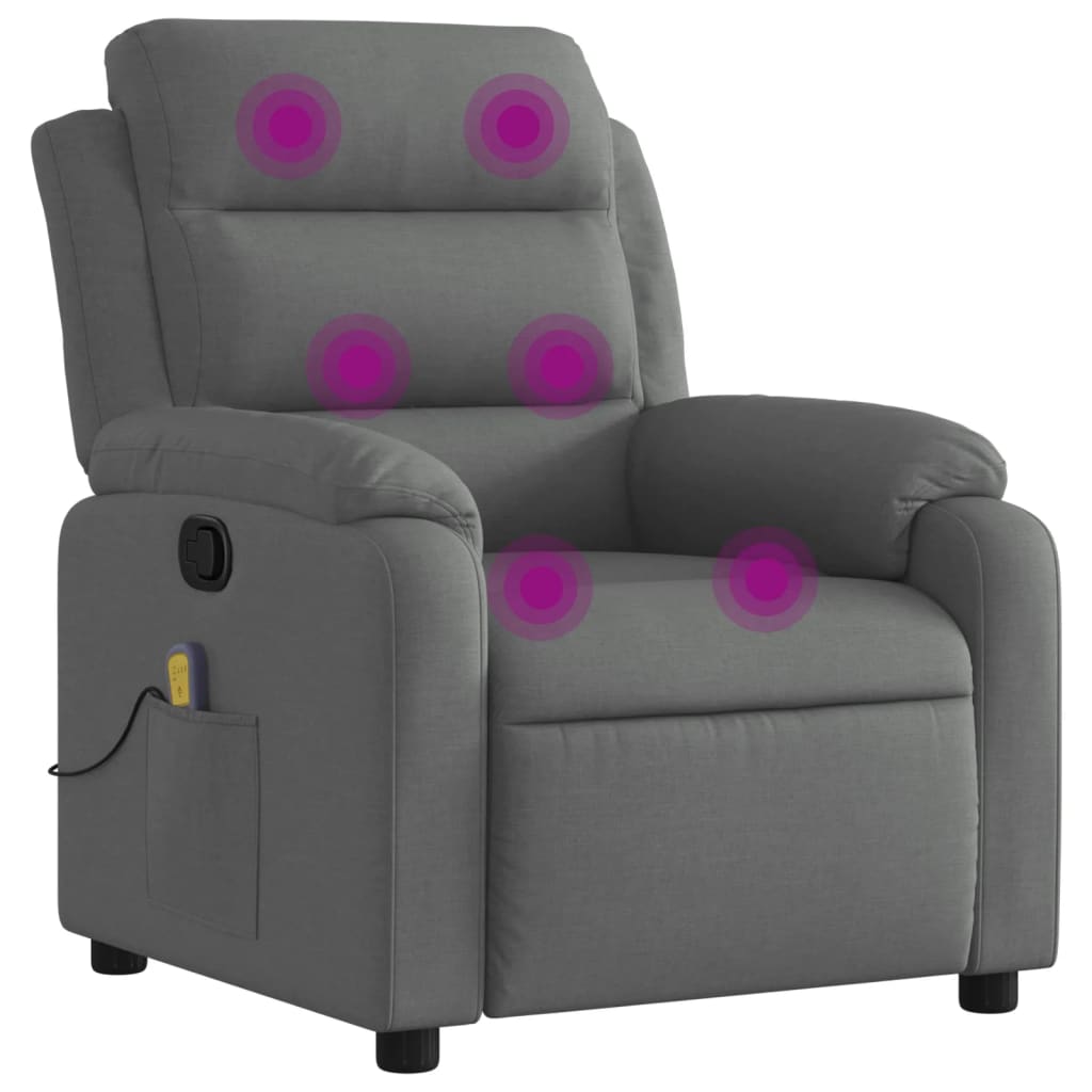 Vidaxl Sillón de Masaje Reclinable de Tela Gris Claro