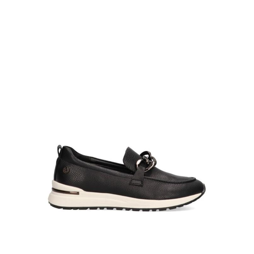 Nautico Kiova Mocasin Xti - Mujer - Suela Plana - Modelo 143373 - Color Negro