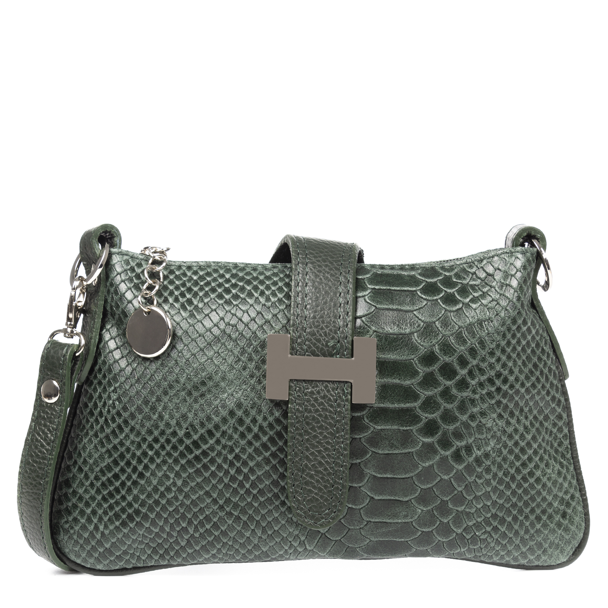 Firenze Artegiani. Allerona Bolso de mano Mujer.Piel auténtica Gamuza Grabado Serpiente. Made in Italy. Vera Pelle Italiana.