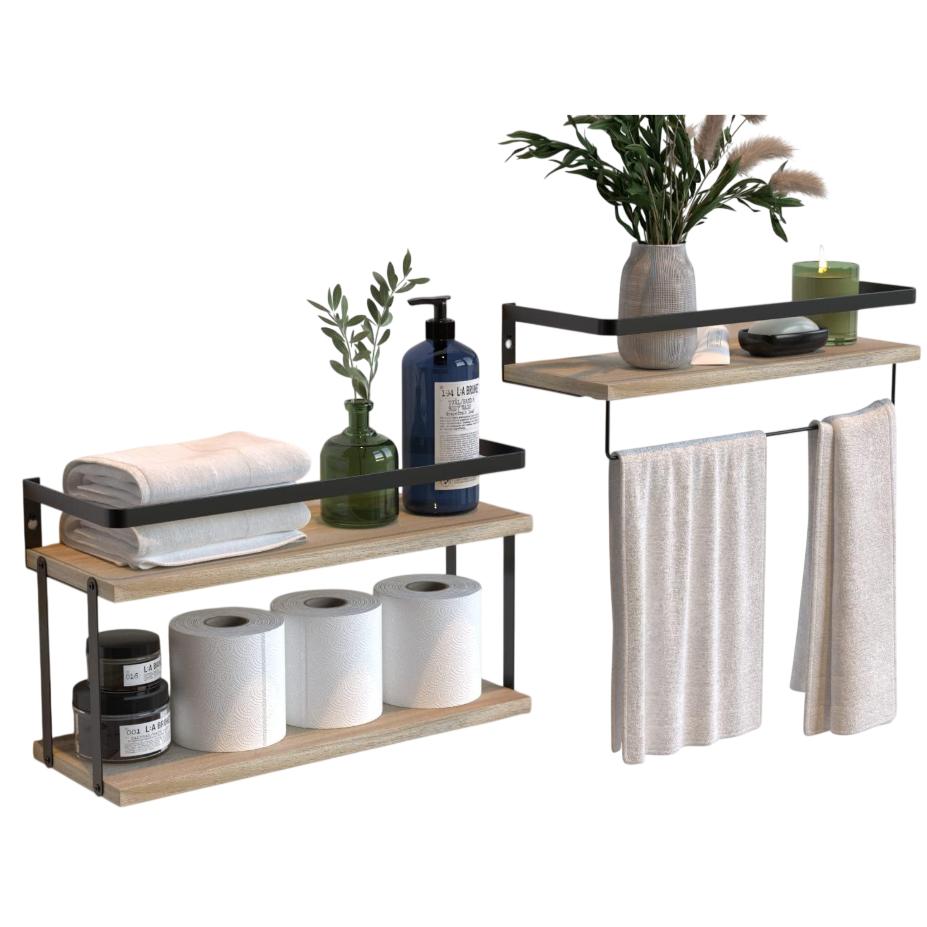 Baldas Pared, Estantería de Pared de 3 Niveles, Estante Pared de Madera, para Dormitorio, salon ,Sala de Estar, baño ,Estudio, la Sala de Estar, la Oficina en el Hogar