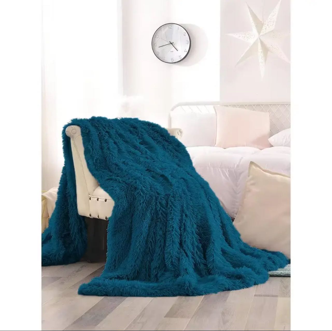 Manta Felpa, Manta Reversible de Pelo Largo y Franela, Súper Cálida, Decorativa y Extra Suave -Para Sofa, Sobrecama y Viaje -Tamaños 130x160/160x220/220x240cm, 5 Colores Disponibles