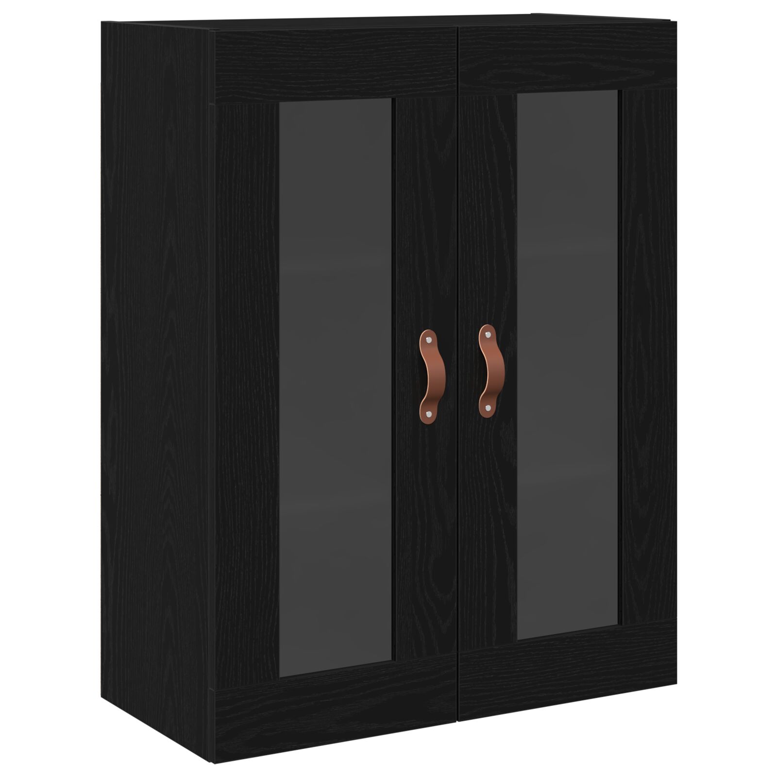 Gabinete Montado en la Pared con Puertas de Vidrio Roble Negro 69,5x34x90 cm