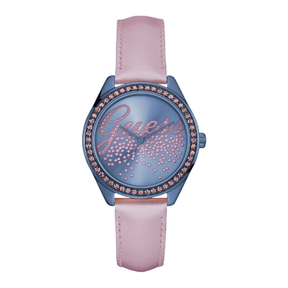 RELOJ GUESS MUJER   PIEL ROSA CJA AZUL W0161L3