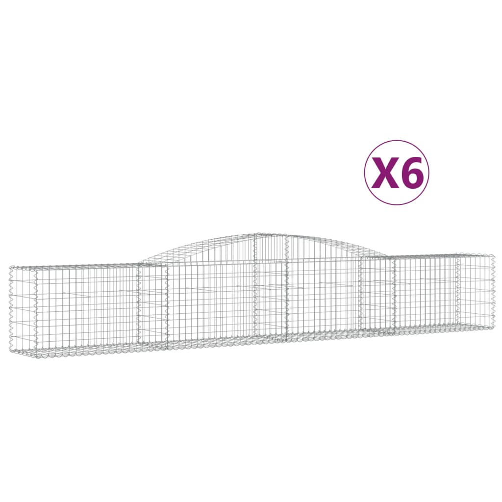 vidaXL Cestas gaviones 6 uds forma de arco hierro Dimensiones 400 x 30 x 40/60 cm, 400 x 30 x 60/80 cm, 400 x 30 x 100/120 cm y mas