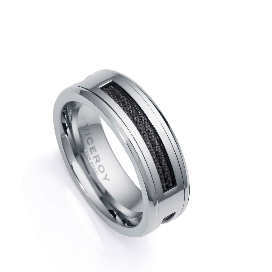Viceroy Anillo Magnum de acero con doble cable IP negro por dentro