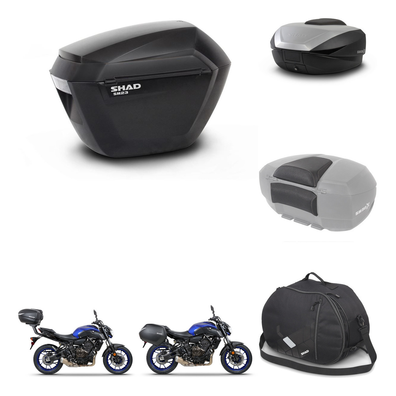 Baul Trasero + Maletas Laterales + Accesorios + Herraje 3P + Herraje Montaje Sh23 Sh59x Alu KIT-262973
