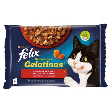 Felix Sensations Selección De Carnes En Gelatina Para Gatos 4 X 85 Gr