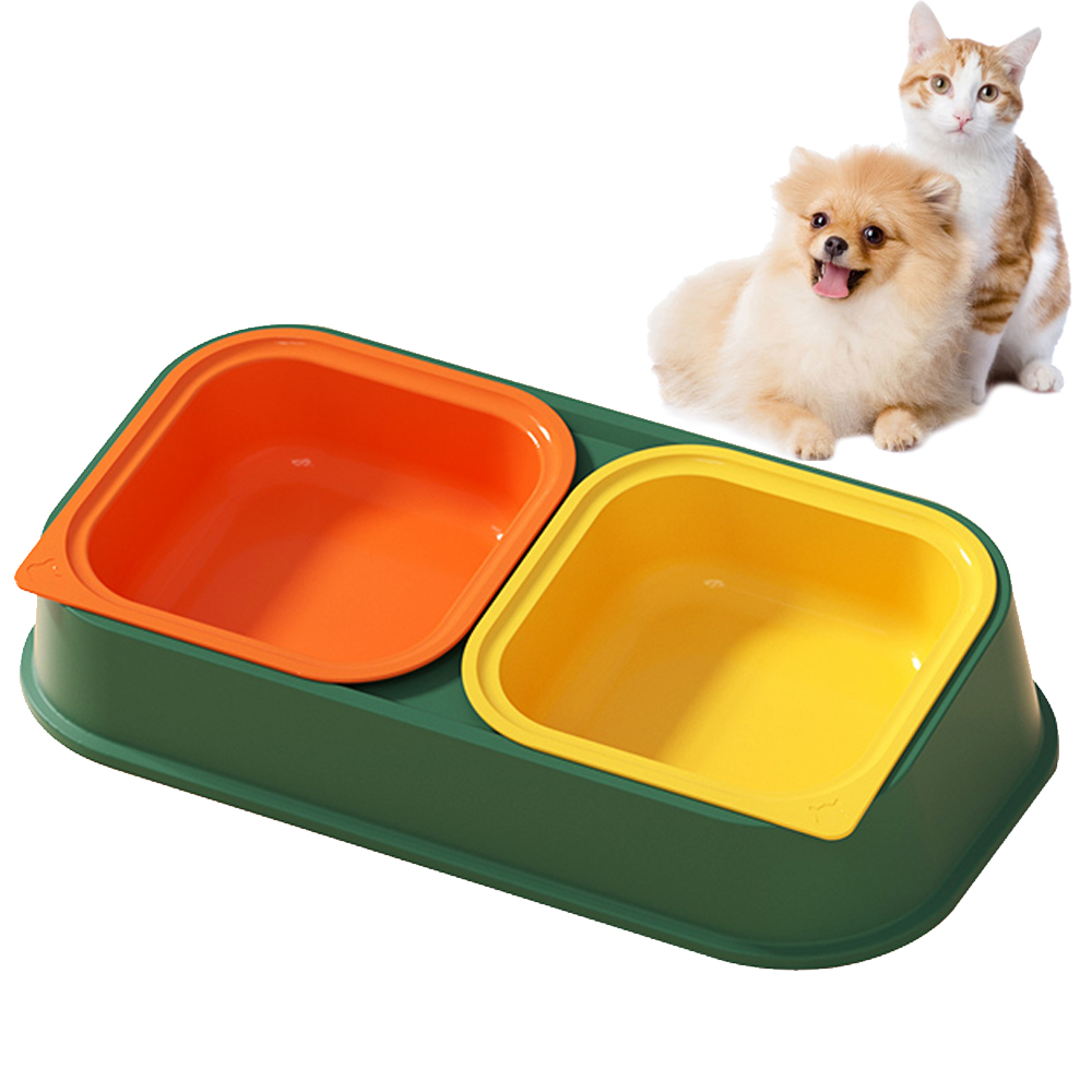 2 in 1 Comedero y Bebedero para Gatos y Perros Diseño Inclinado Mascotas Alimentador para Animal BPS-5575