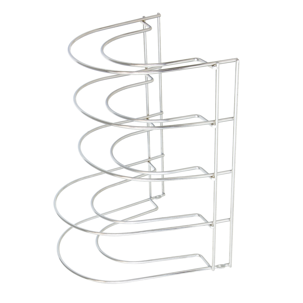 ORYX Soporte Organizador de Sartenes y Tapas de 5 Niveles (25,5 x 23 x 32,5 cm) | Organizador Metálico Cromado para Armarios y Encimeras | Protege el Antiadherente | Uso Vertical, Horizontal o de Pared