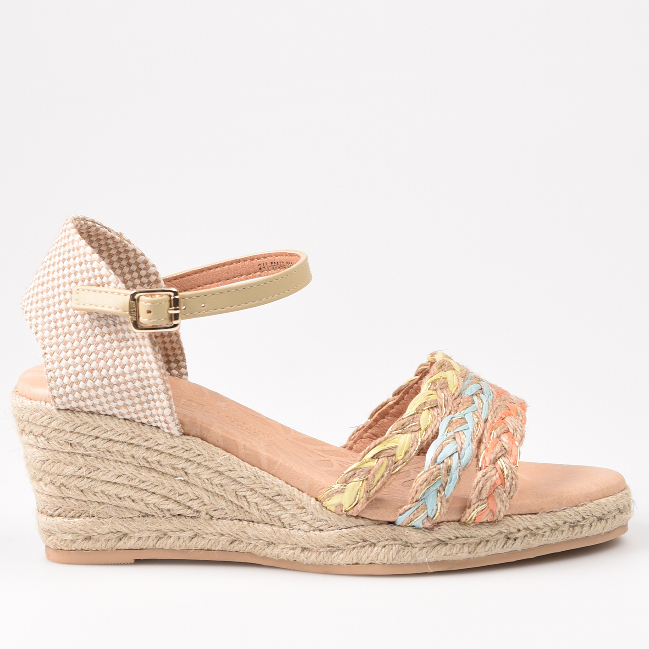 Alpargatas para mujer con cuña de esparto espadrilles fabricadas en España Mustang Austen 59546 Naranja