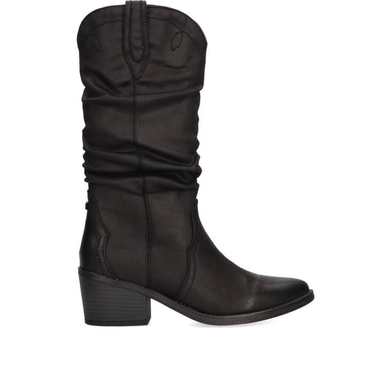 Bota Campero Mustang - Mujer - Tacón Medio - Modelo 51971 - Color Negro