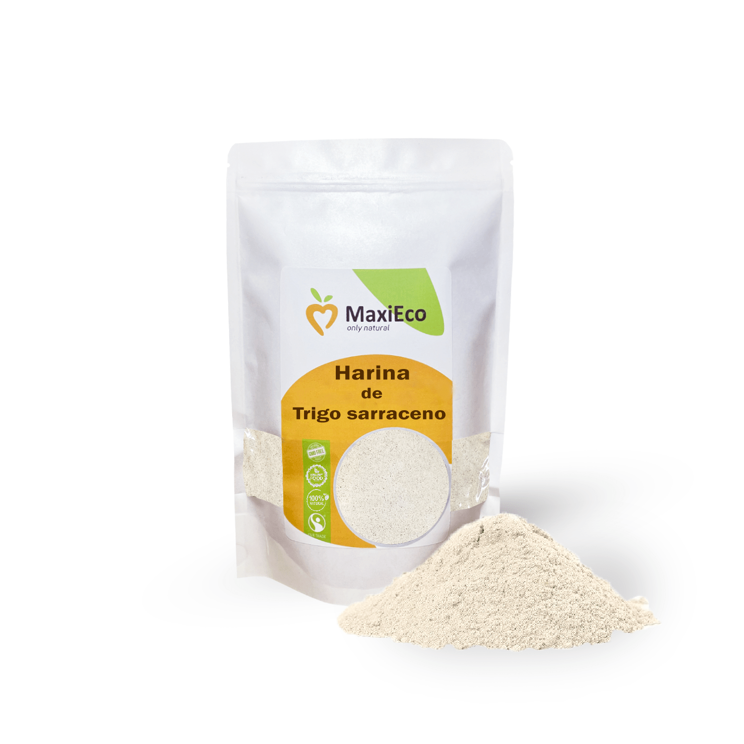 Harina de Trigo Sarraceno 1 kg | Sin Gluten | Harina de Alforfón para Repostería, Pan, Crepes y Cocina | MaxiVio
