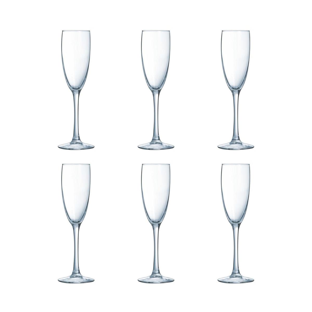 LUMINARC ARA Set 6 Copa Flauta Vidrio Eco 16CL Transparente Brillo Fabricado en Francia Ecológico